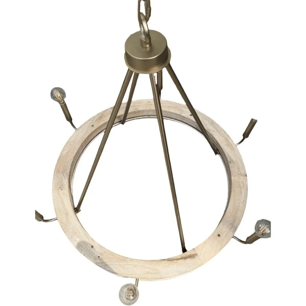 Capital Finn 6-Light Chandelier White Wash Wood Matte Brass Farmhouse Dining